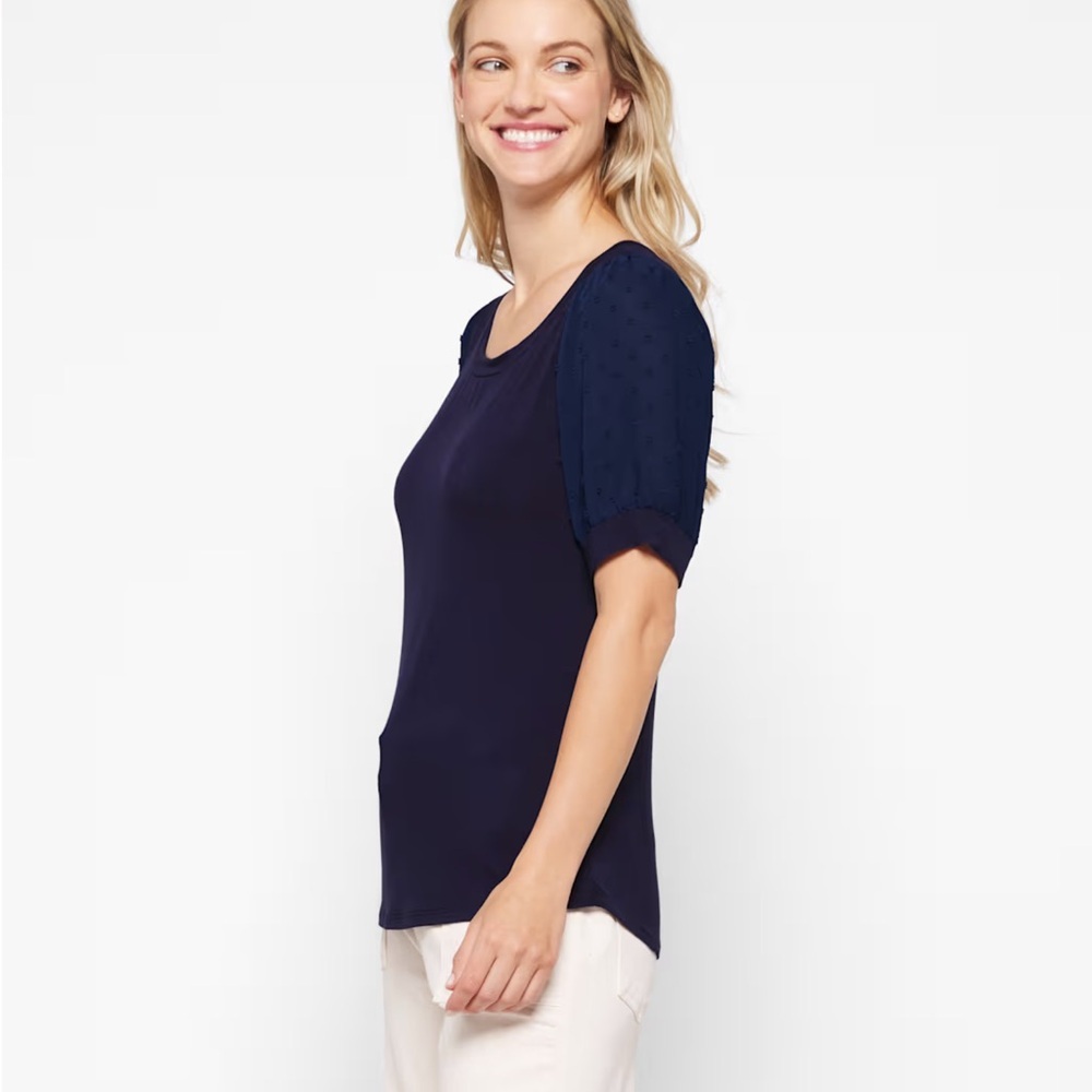 NWT Beacon Women’s Kennedy Puff Sleeve Knit Top M - Picture 3 of 6